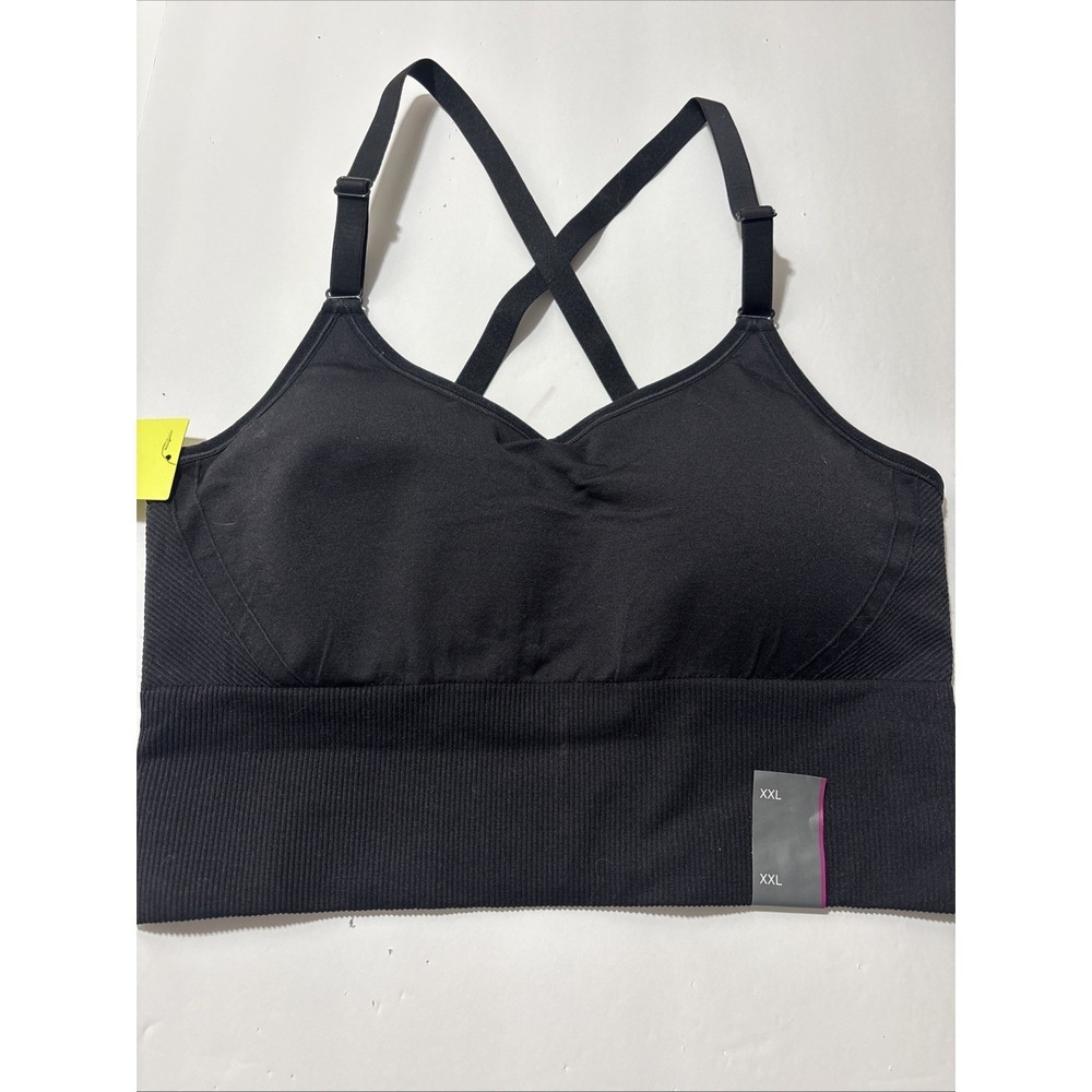 All Motion Women Seamless Medium Support Sports Bra Black Plus XXL 214-05-5376
